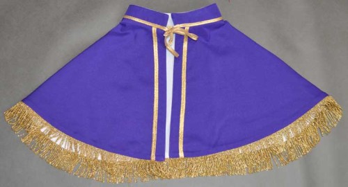 pelerynka dwustronna fioletowo-biała z frędzlami