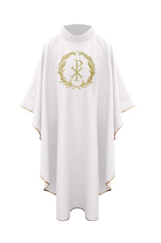 Ornat biały z wieńcem laurowym - przód