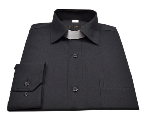 Czarna koszula kapłańska z bawełny