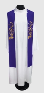 Stuła fioletowa z haftem liturgicznym /521-F