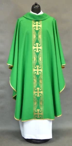 Ornat zielony mszalny z pasem z krzyżami 