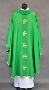 Ornat zielony mszalny z krzyżami jerozolimskimi  